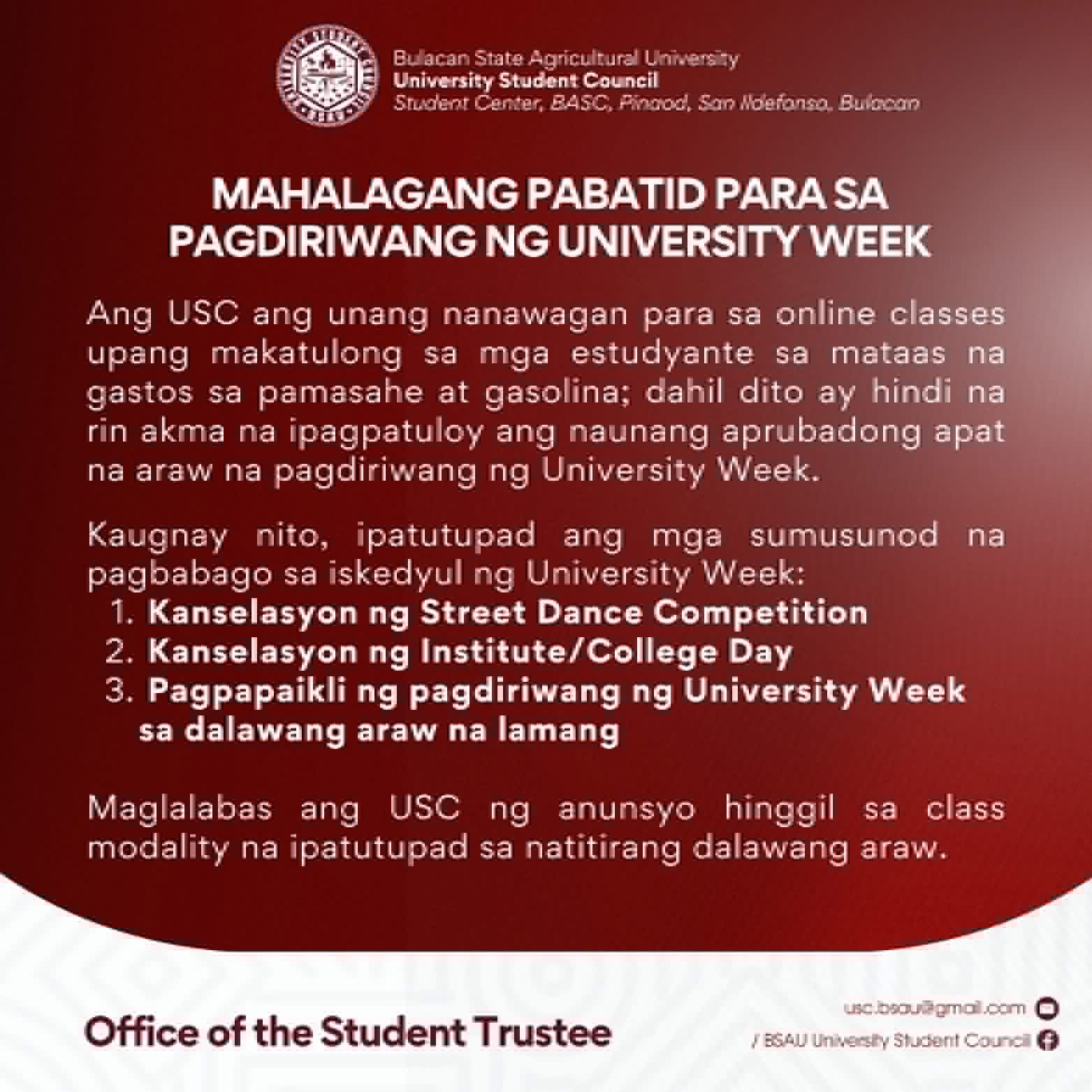 𝐌𝐀𝐇𝐀𝐋𝐀𝐆𝐀𝐍𝐆 𝐏𝐀𝐁𝐀𝐓𝐈𝐃 𝐏𝐀𝐑𝐀 𝐒𝐀 𝐏𝐀𝐆𝐃𝐈𝐑𝐈𝐖𝐀𝐍𝐆 𝐍𝐆 𝐔𝐍𝐈𝐕𝐄𝐑𝐒𝐈𝐓𝐘 𝐖𝐄𝐄𝐊